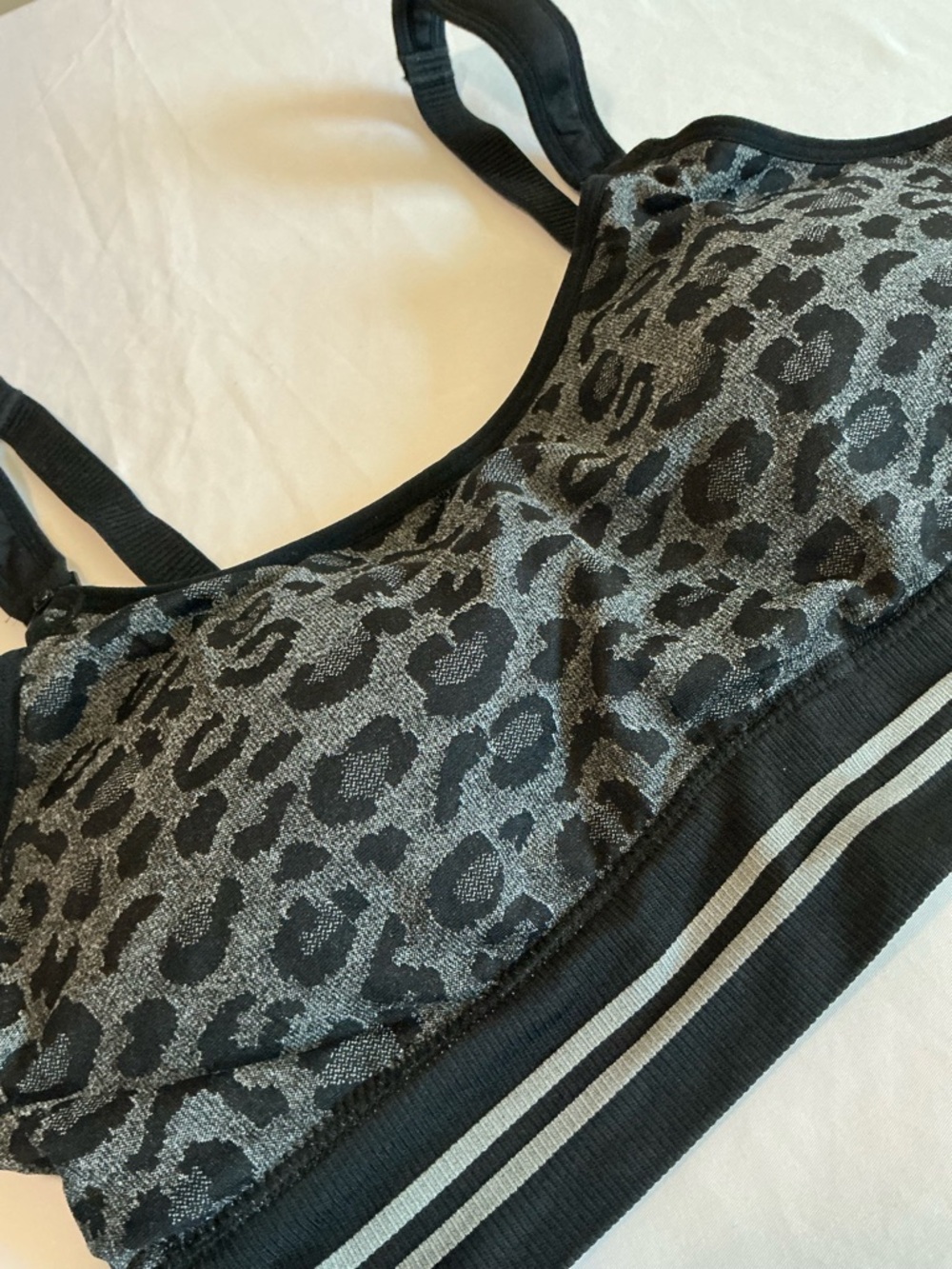 Pumping/Breastfeeding MomCozy Leopard Print Wireless Bra- Black & Gray